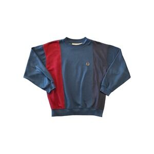 Vintage Bugle Boy Colorblock Sweatshirt M Forest Green Burgundy Crest 90s
